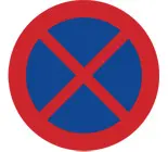 Skylt som visar förbud mot att stanna och parkera fordon. 