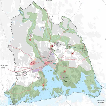 Kartbild över Västerås kommun i översiktsplanens karttjänst