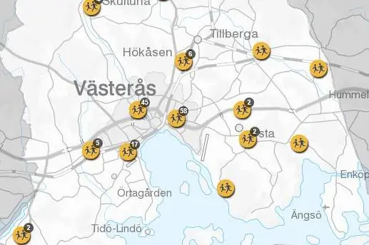 Bild på en karta över Västerås.